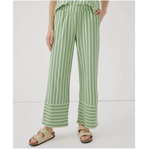 Pact Staycation Organic Cotton Crop Sleep Pants Womens XS Green Stripe